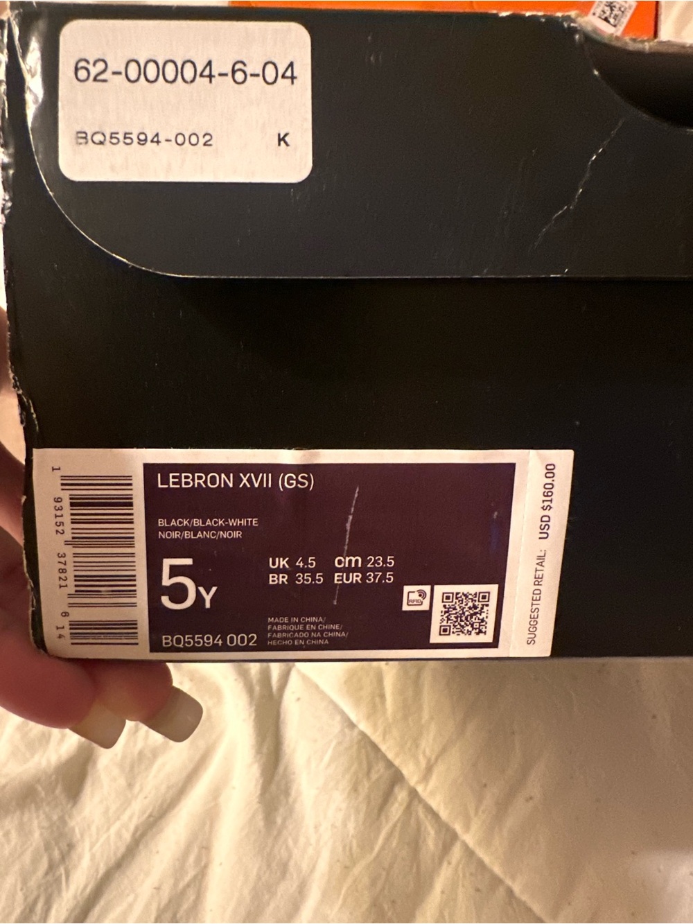 Nike LeBron 17 GS Black/White Basketball Shoes – Size 5Y